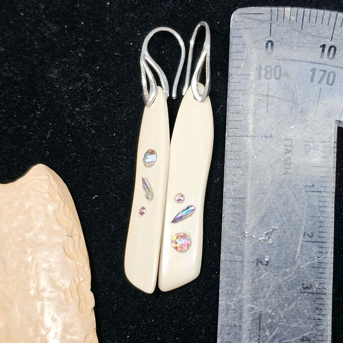 Woolly Mammoth Ivory and Swavorski Crystal Earrings