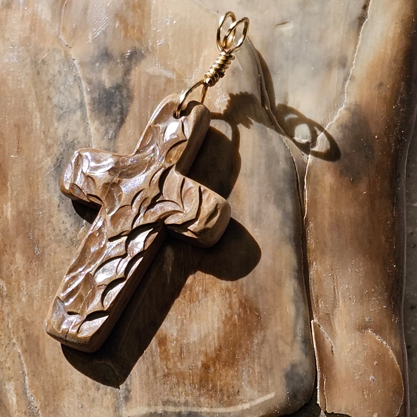 Woolly Mammoth Ivory Christian Cross