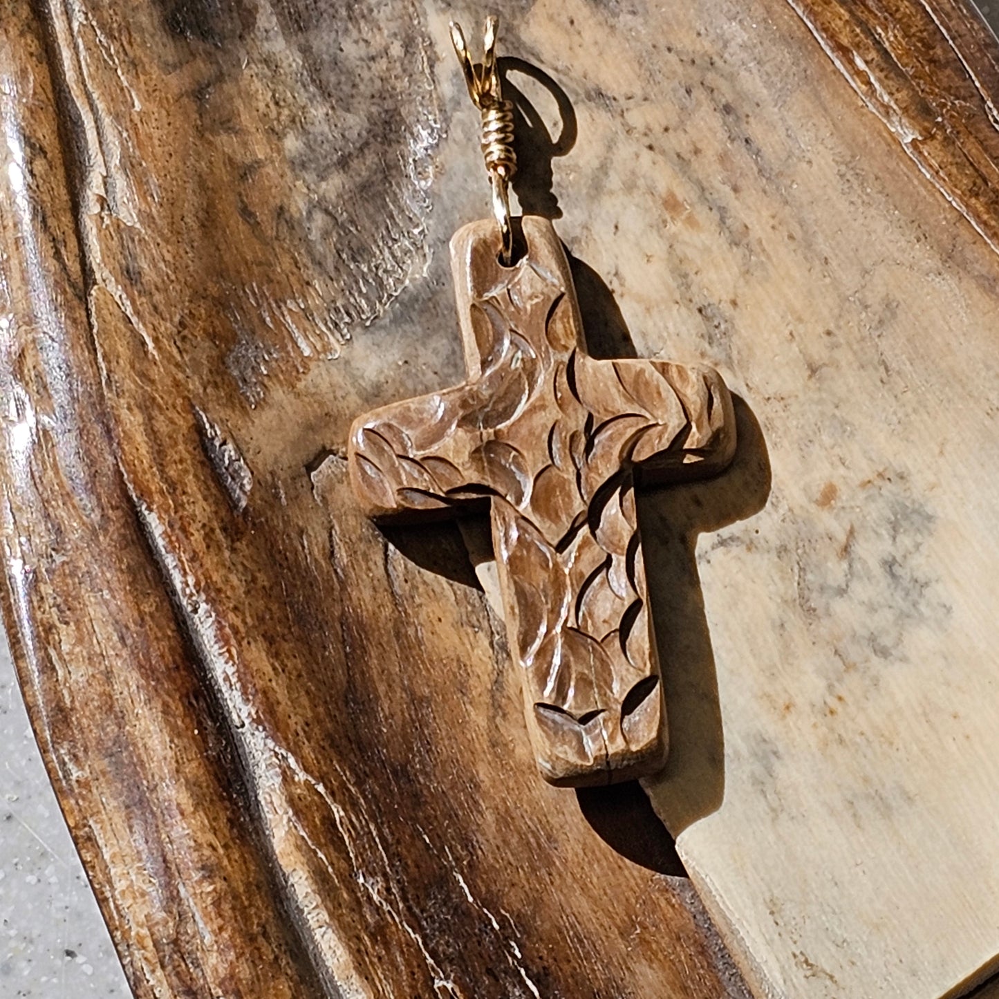 Woolly Mammoth Ivory Christian Cross