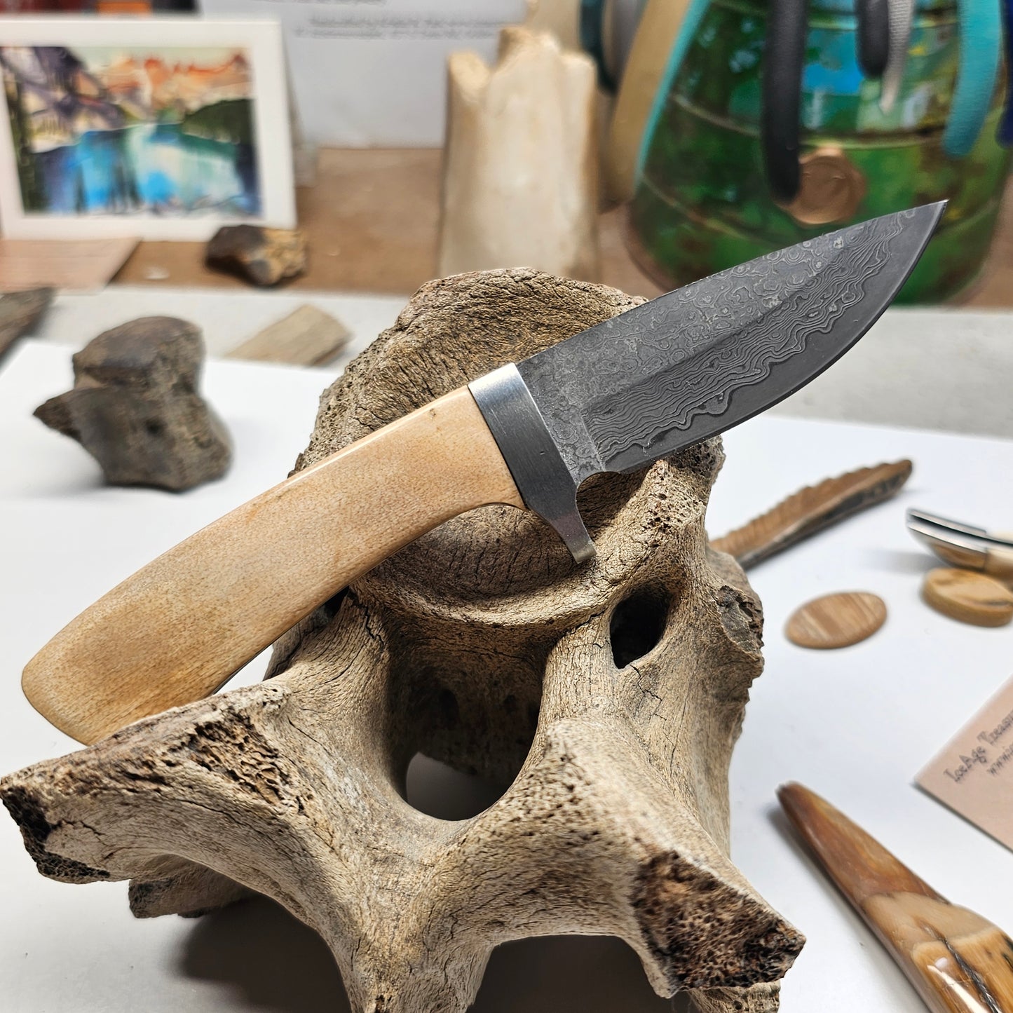 Alaska Boneyard Woolly Mammoth Ivory Grip and Damascus Blade