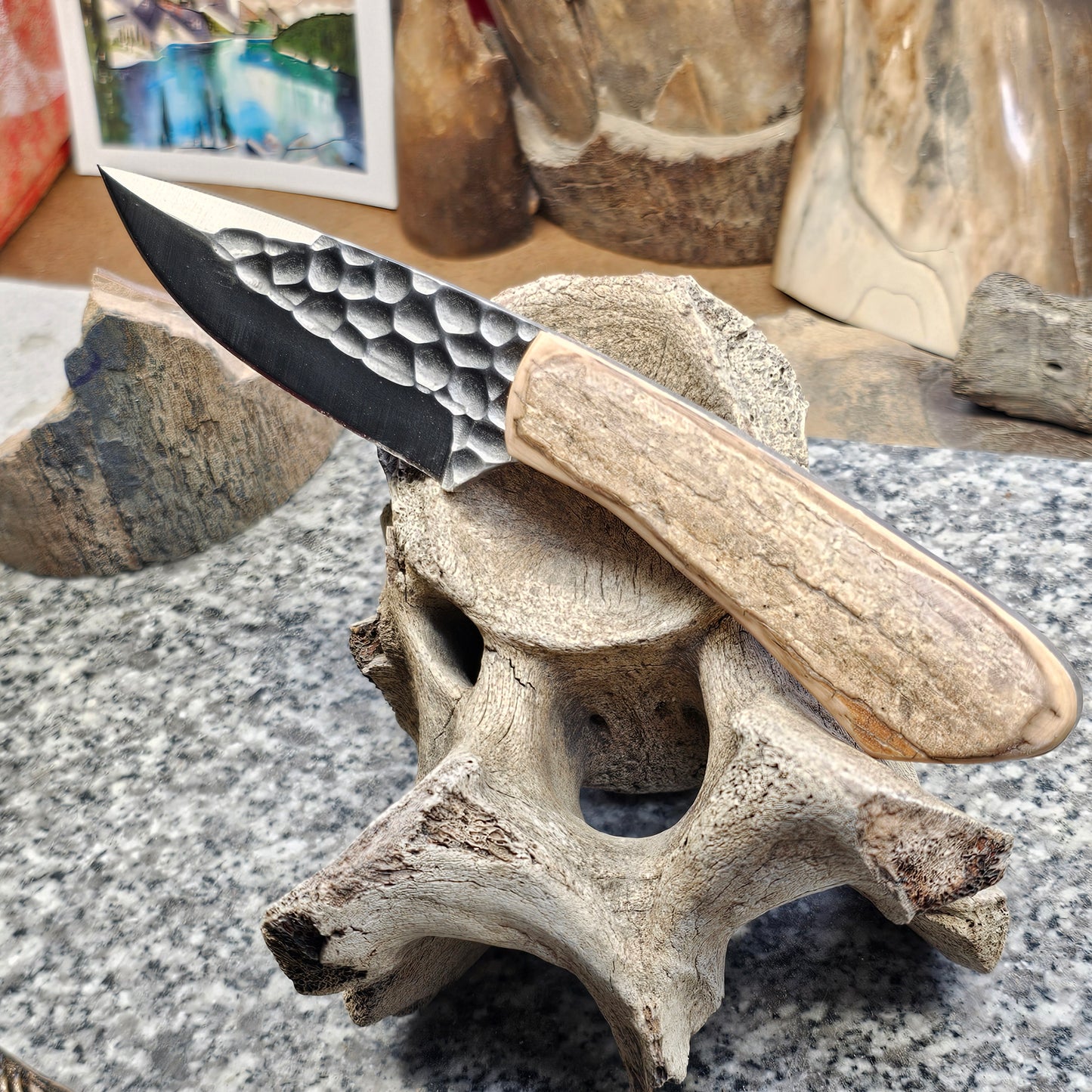 Boneyard Alaska Woolly Mammoth Natural Grip Ivory - Drop Point Blade