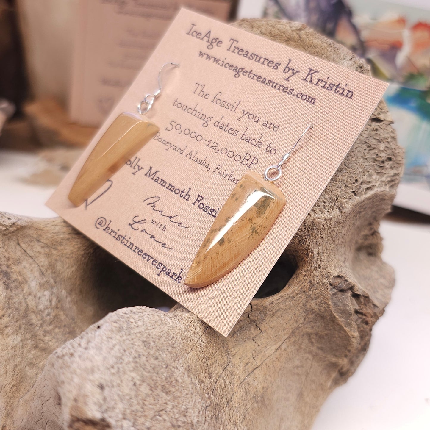 Boneyard Alaska Woolly Mammoth Ivory Earrings