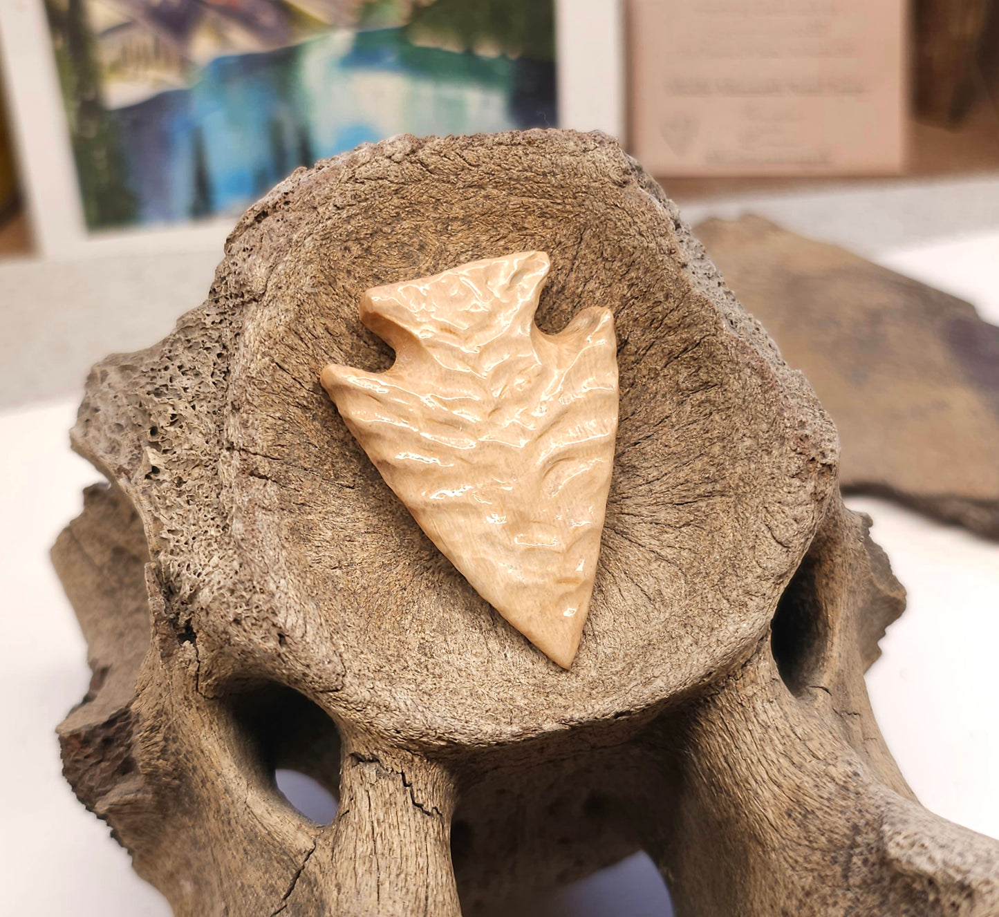 Woolly Mammoth Fossil Ivory Carved Arrowhead