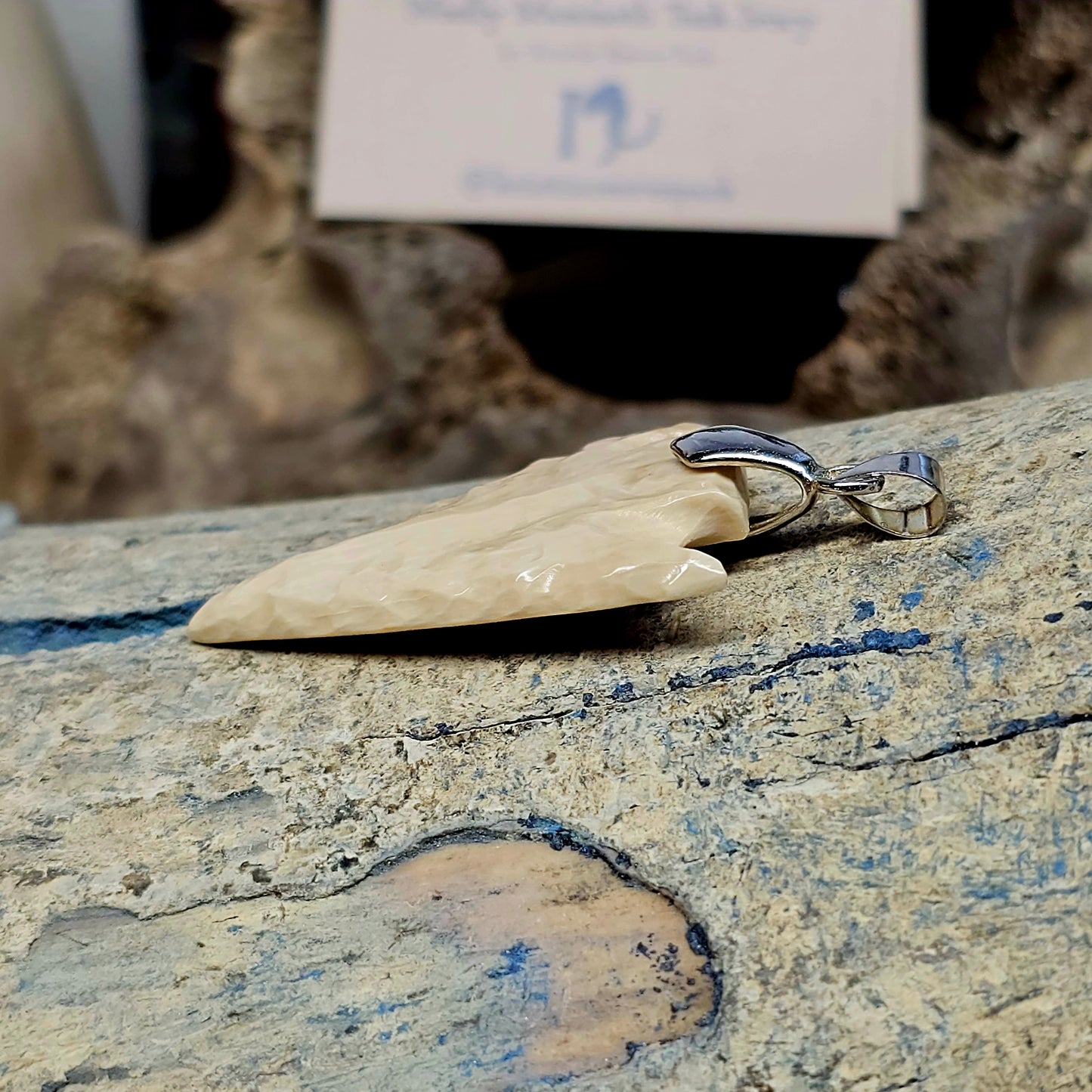 Woolly Mammoth Fossil Ivory Arrowhead Pendant | Boneyard Alaska