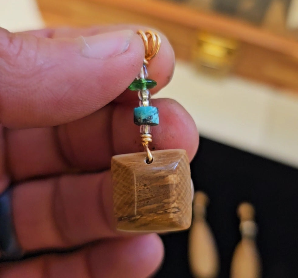 Boneyard Woolly Mammoth Ivory and Turquoise Bead Pendant