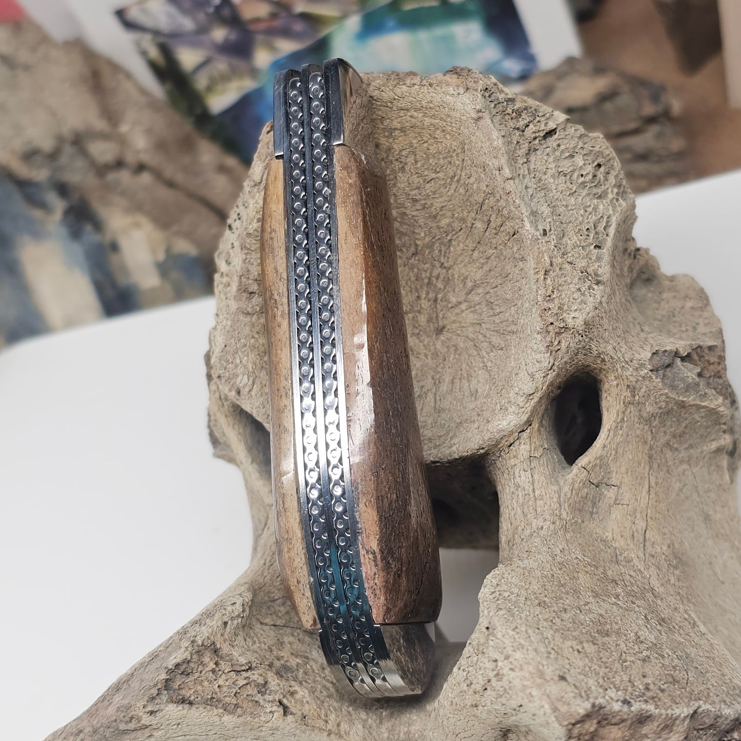 Boneyard Megafauna Bone Grip TRAPPER Pocket Knife