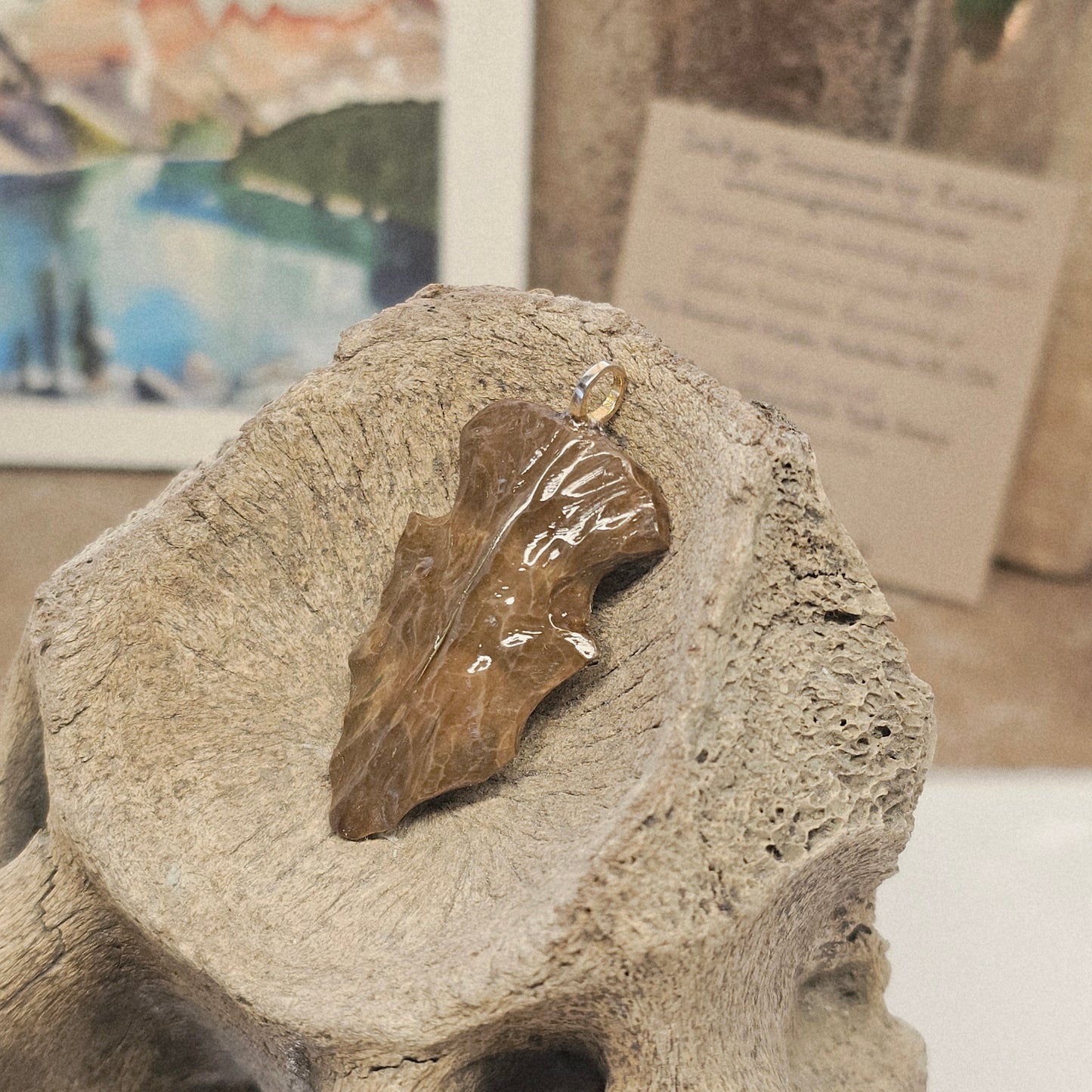 Boneyard Alaska Woolly Mammoth Carved Ivory Arrowhead Pendant