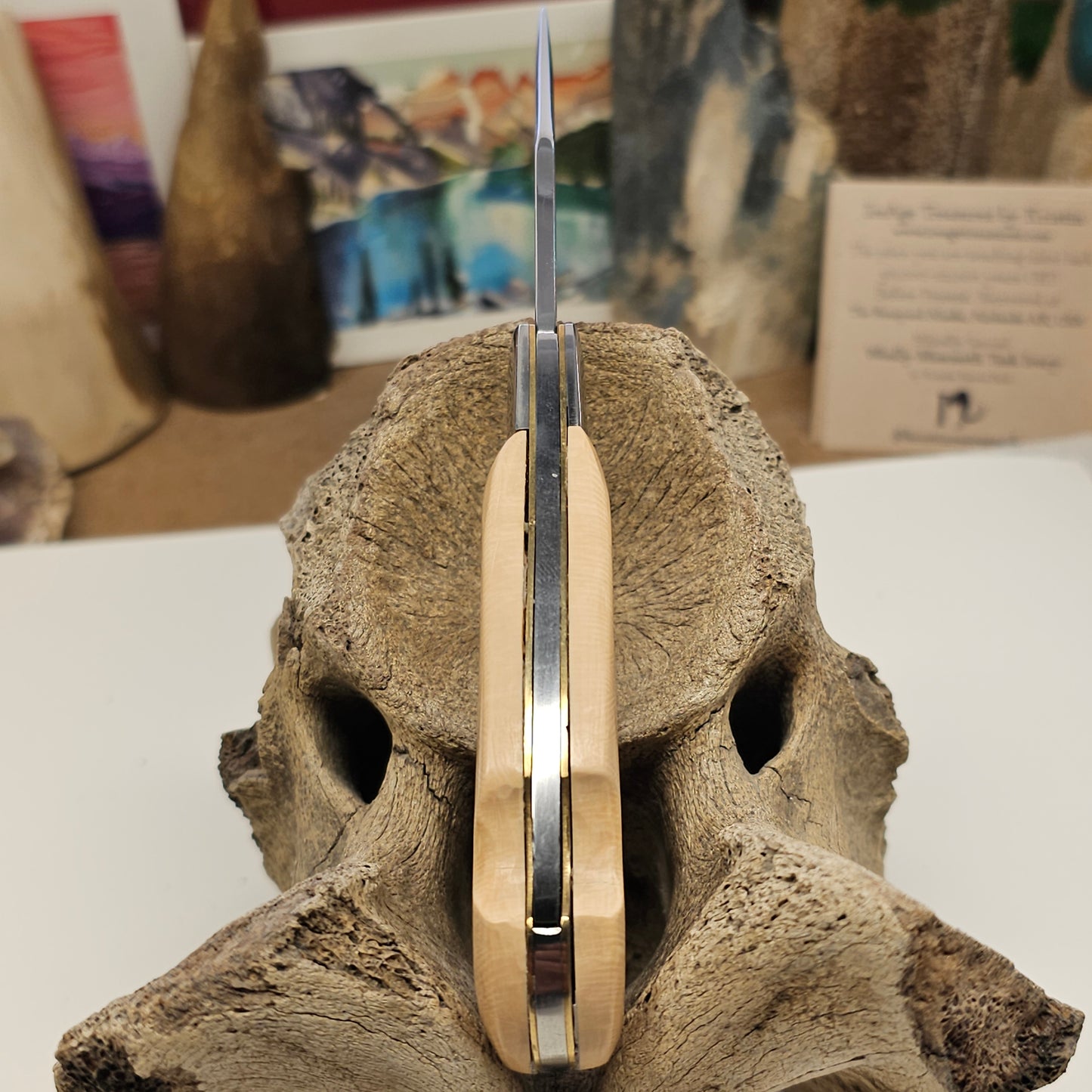 Boneyard Woolly Mammoth Ivory Grip Lock Blade Pocket Knife