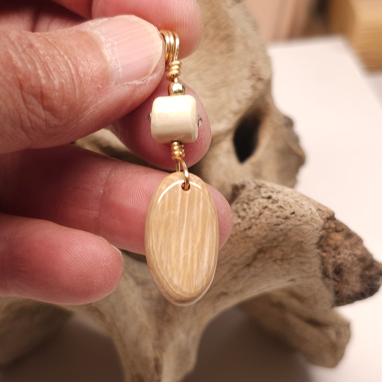 Boneyard Alaska Woolly Mammoth Ivory Bead and Cabochon Pendant