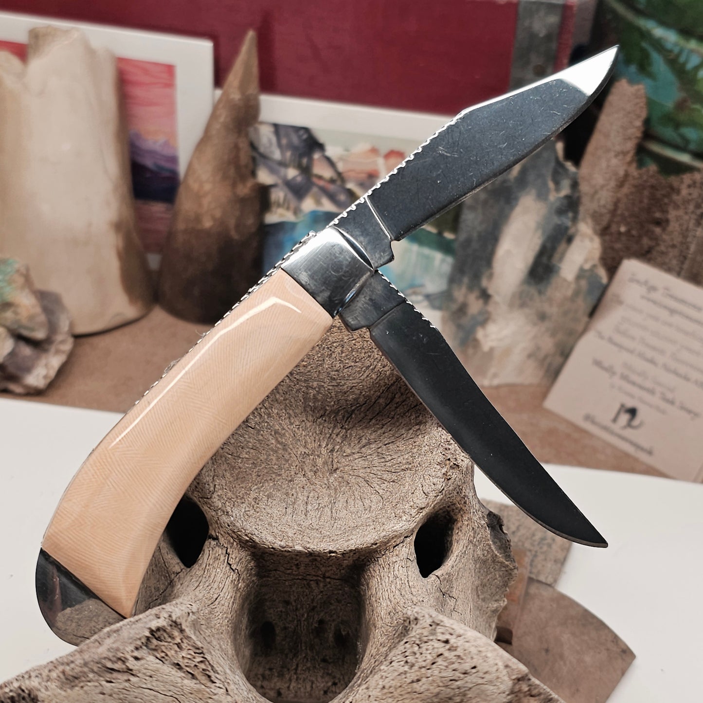 Boneyard Alaska Woolly Mammoth Ivory Grip TRAPPER Pocket Knife