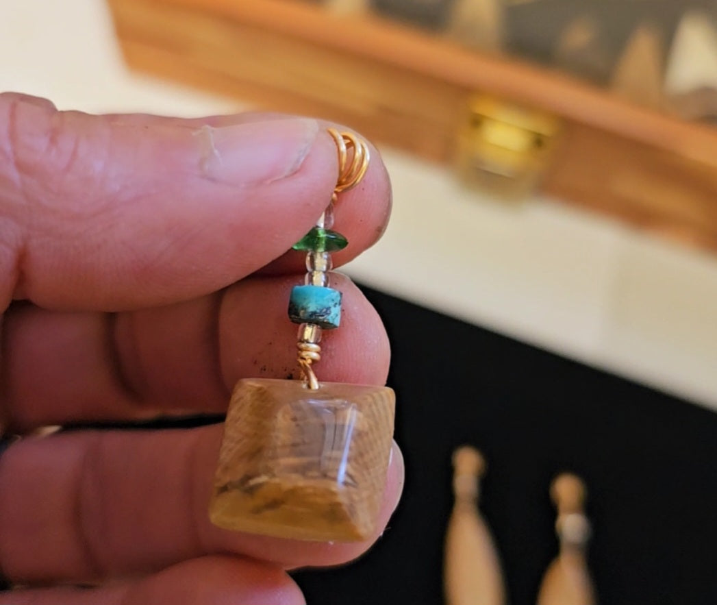 Boneyard Woolly Mammoth Ivory and Turquoise Bead Pendant