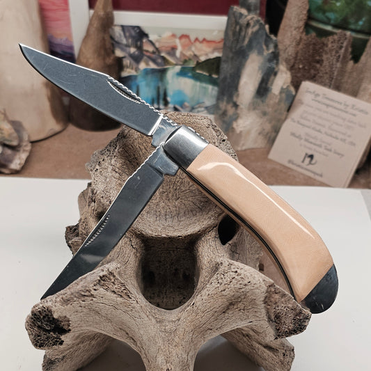 Boneyard Alaska Woolly Mammoth Ivory Grip TRAPPER Pocket Knife