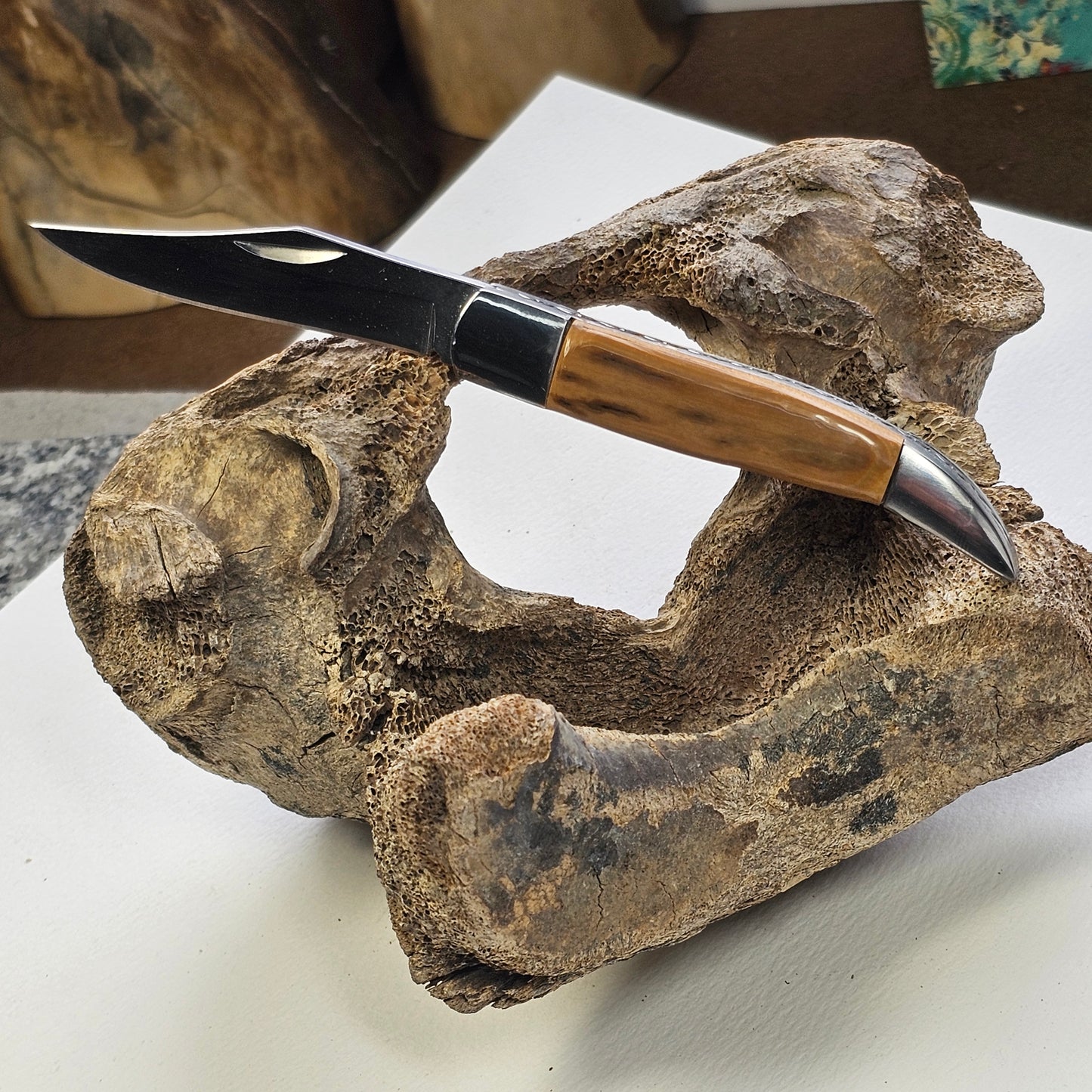 Boneyard Woolly Mammoth Ivory Grip Texas Toothpick Pocket Knife