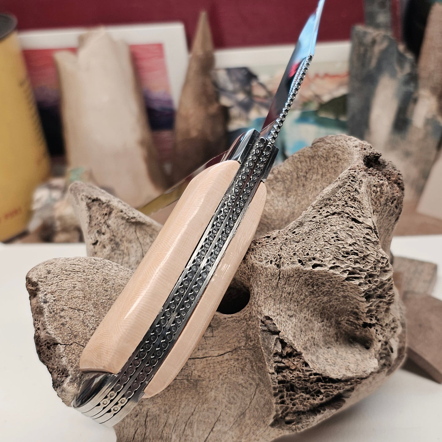 Boneyard Alaska Woolly Mammoth Ivory Grip TRAPPER Pocket Knife