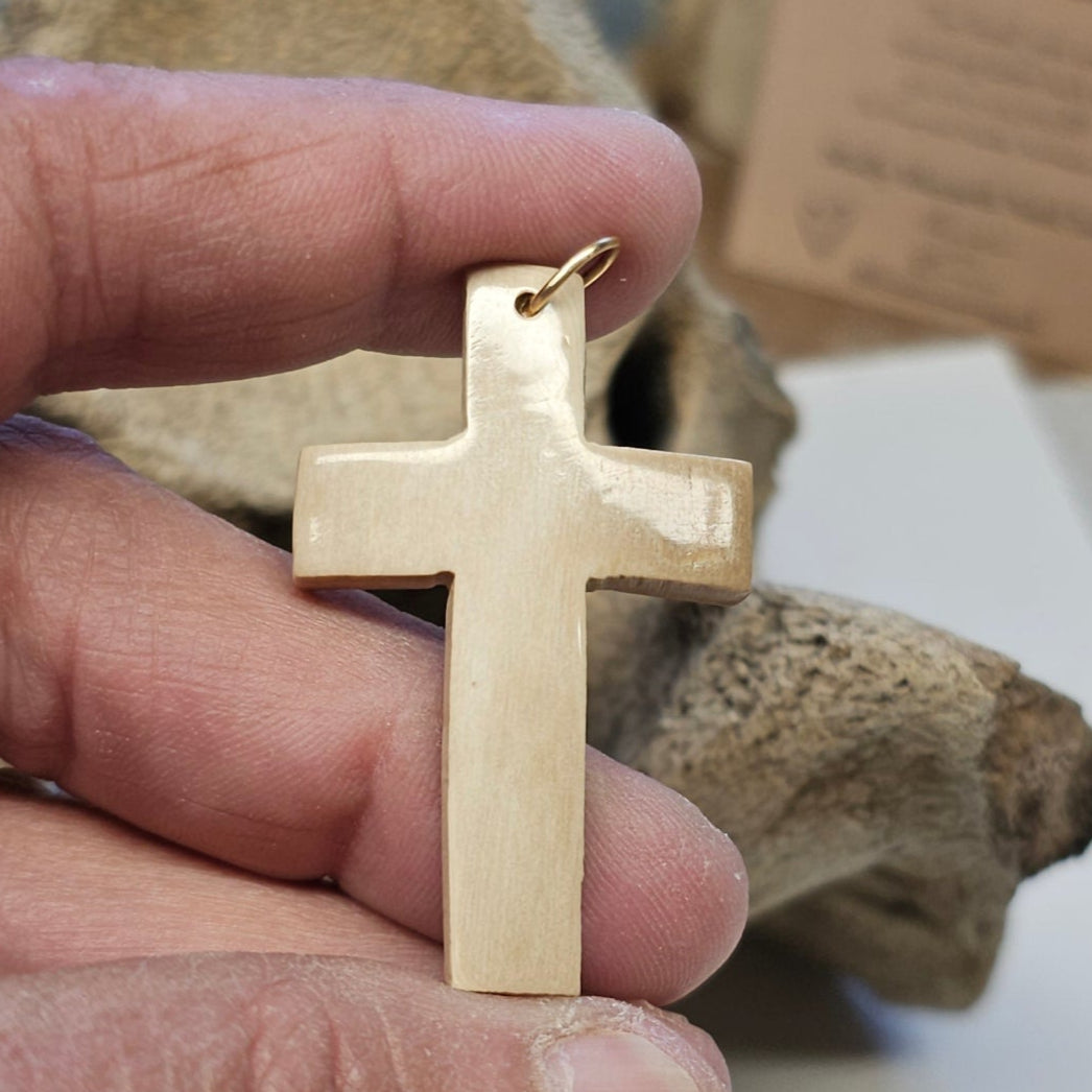 Boneyard Alaska Woolly Mammoth Ivory Christian Cross