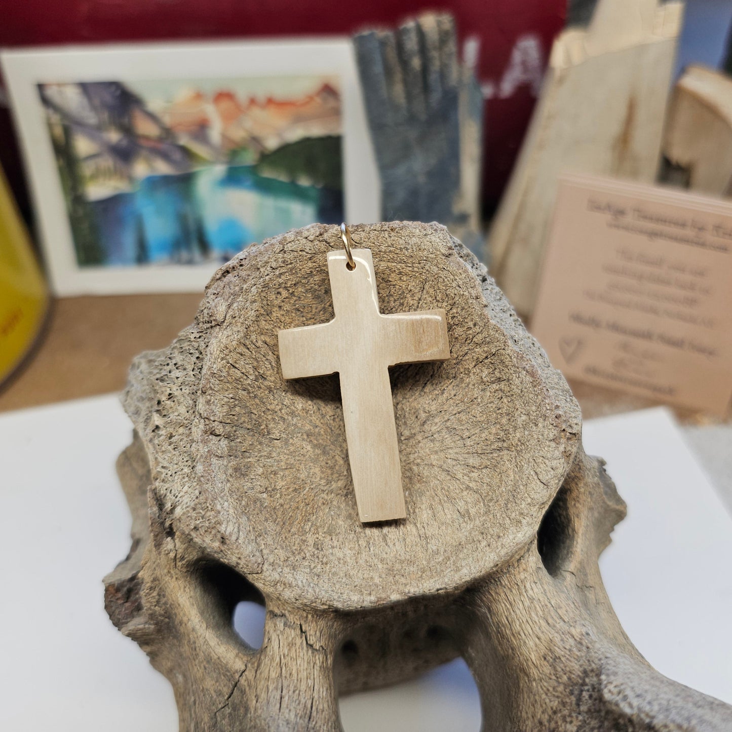 Boneyard Alaska Woolly Mammoth Ivory Christian Cross