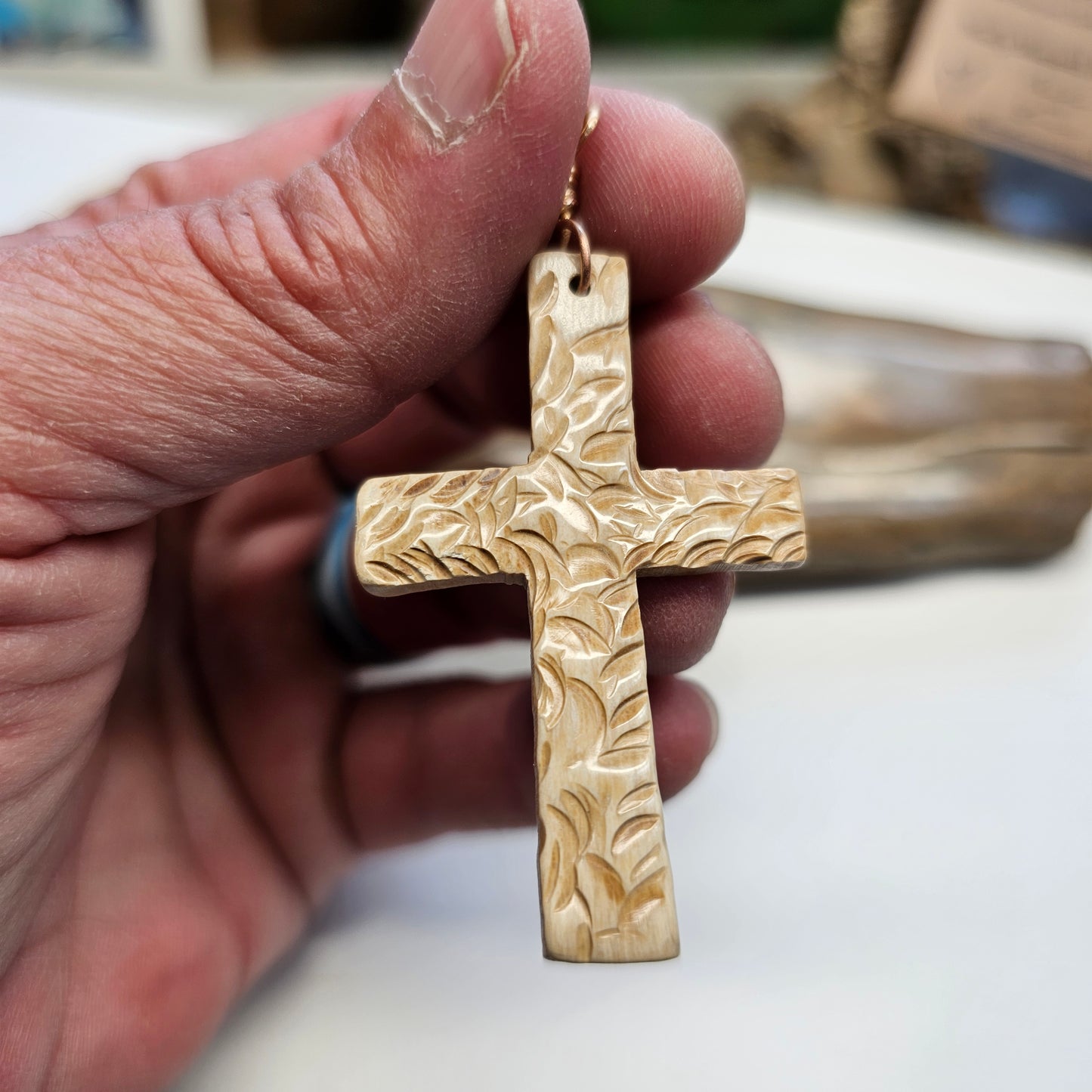 Woolly Mammoth Ivory Carved Christian Cross