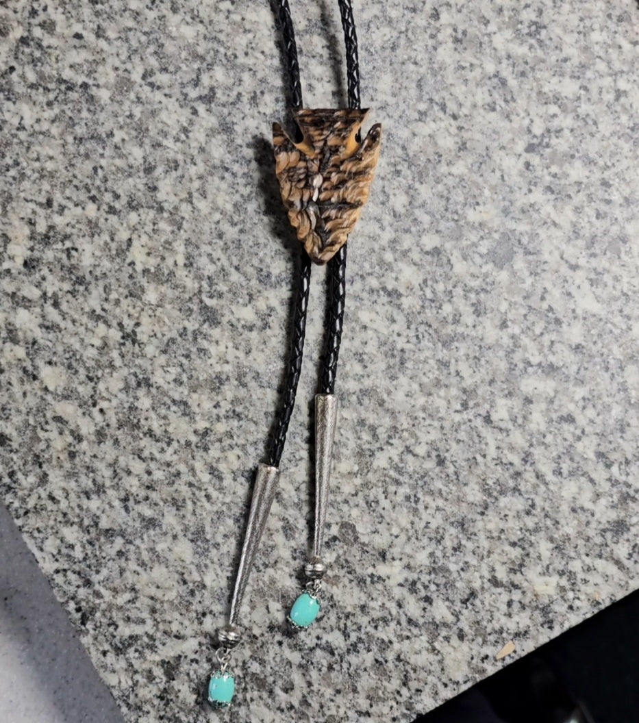 Woolly Mammoth Ivory Arrowhead Bolo Tie