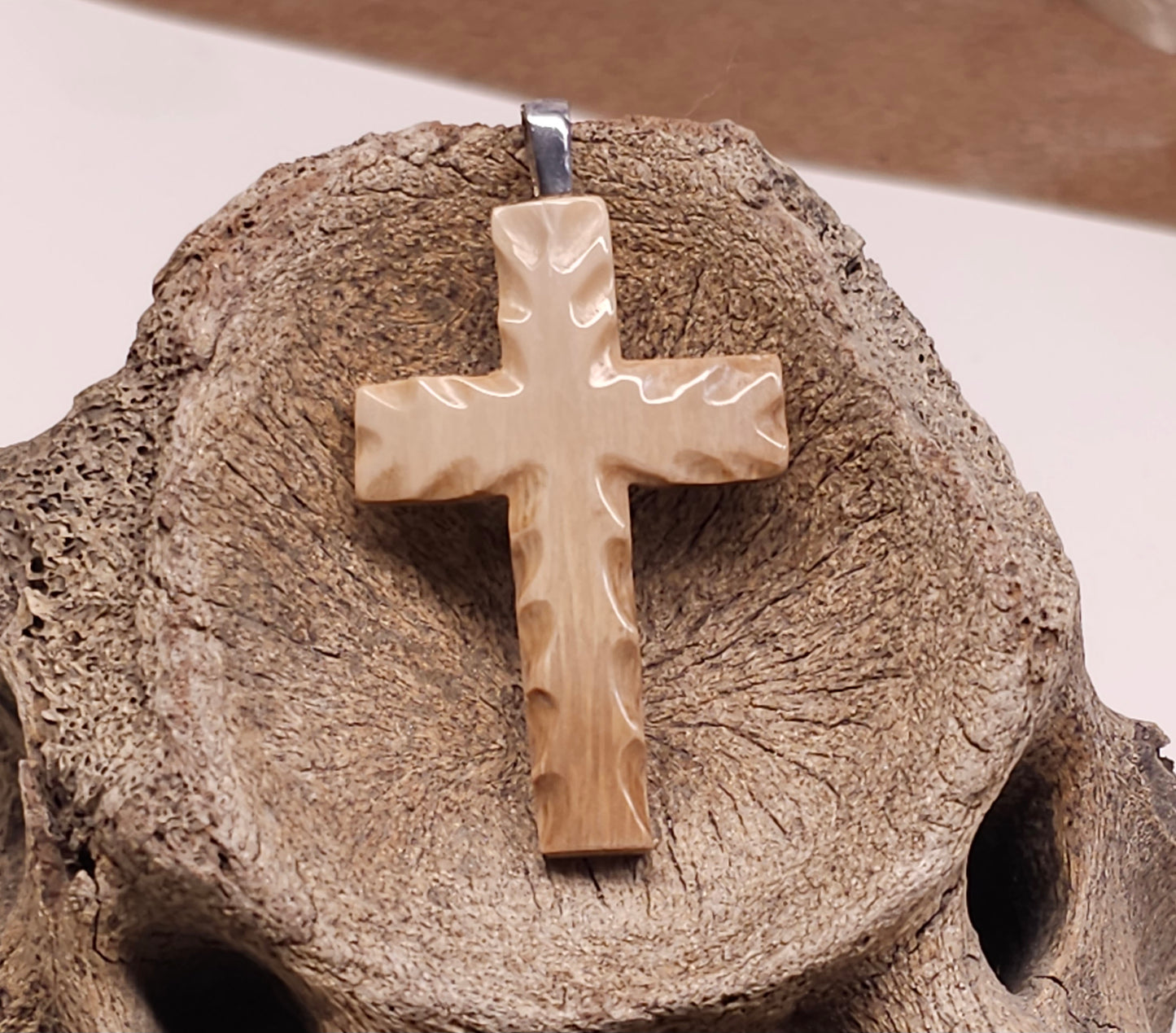 Boneyard Alaska Woolly Mammoth Ivory Christian Carved Cross