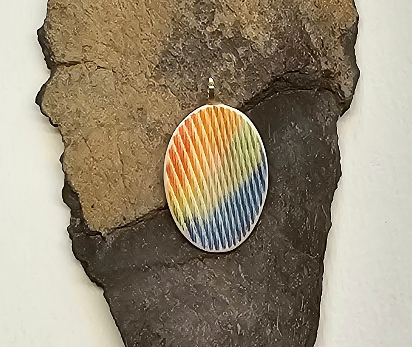 Boneyard Alaska Woolly Mammoth Ivory Colorful Rainbow Pendant