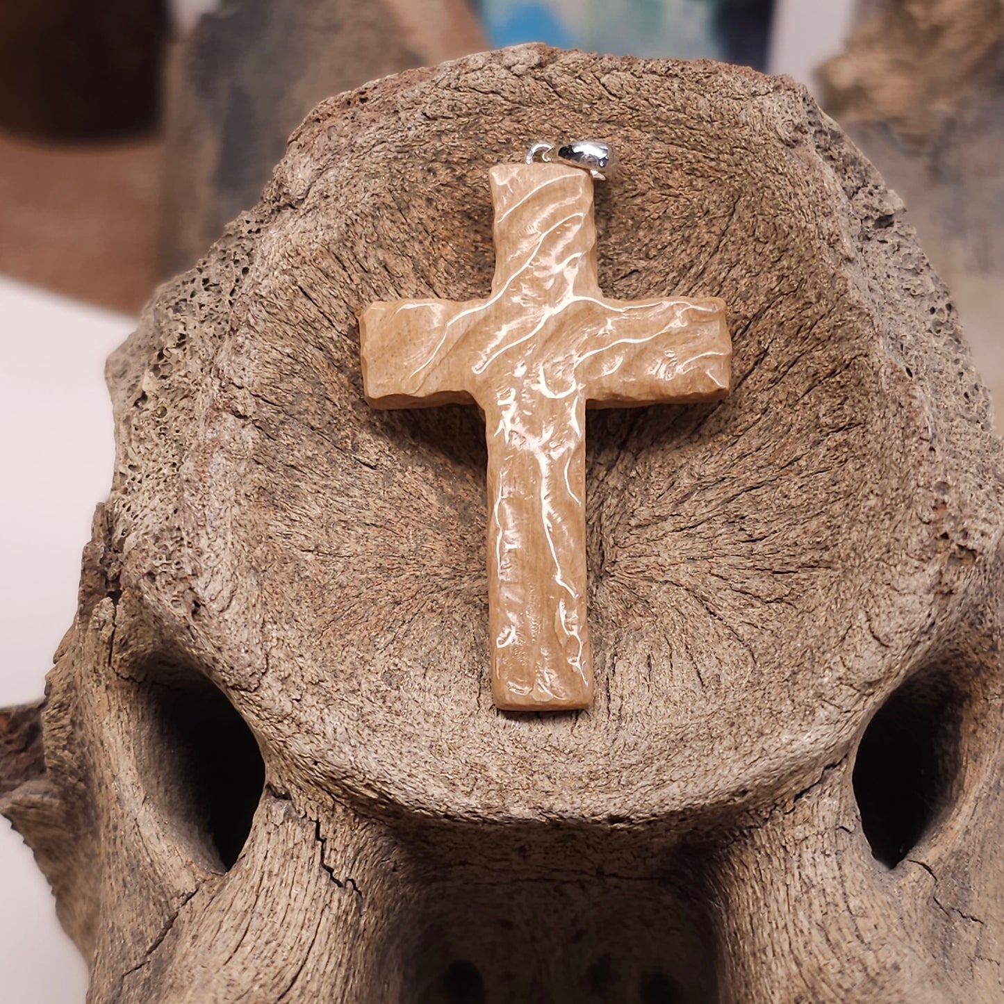 Boneyard Alaska Woolly Mammoth Ivory Christian Carved Cross