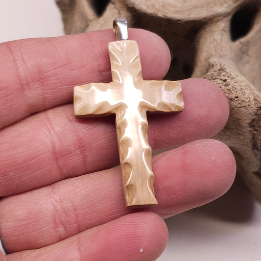 Boneyard Alaska Woolly Mammoth Ivory Christian Carved Cross