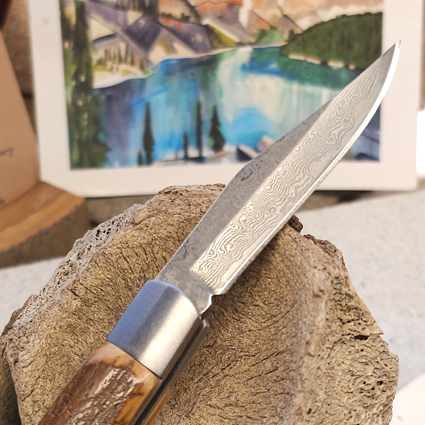 Boneyard Alaska Woolly Mammoth Ivory - Texas Toothpick Damascus Pocket Knife