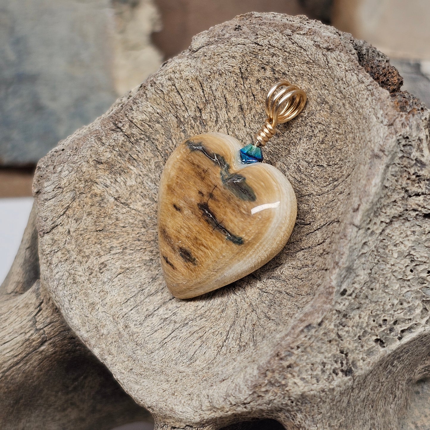 Woolly Mammoth Fossil Ivory Puffed Heart Pendant | Ice Age Treasures