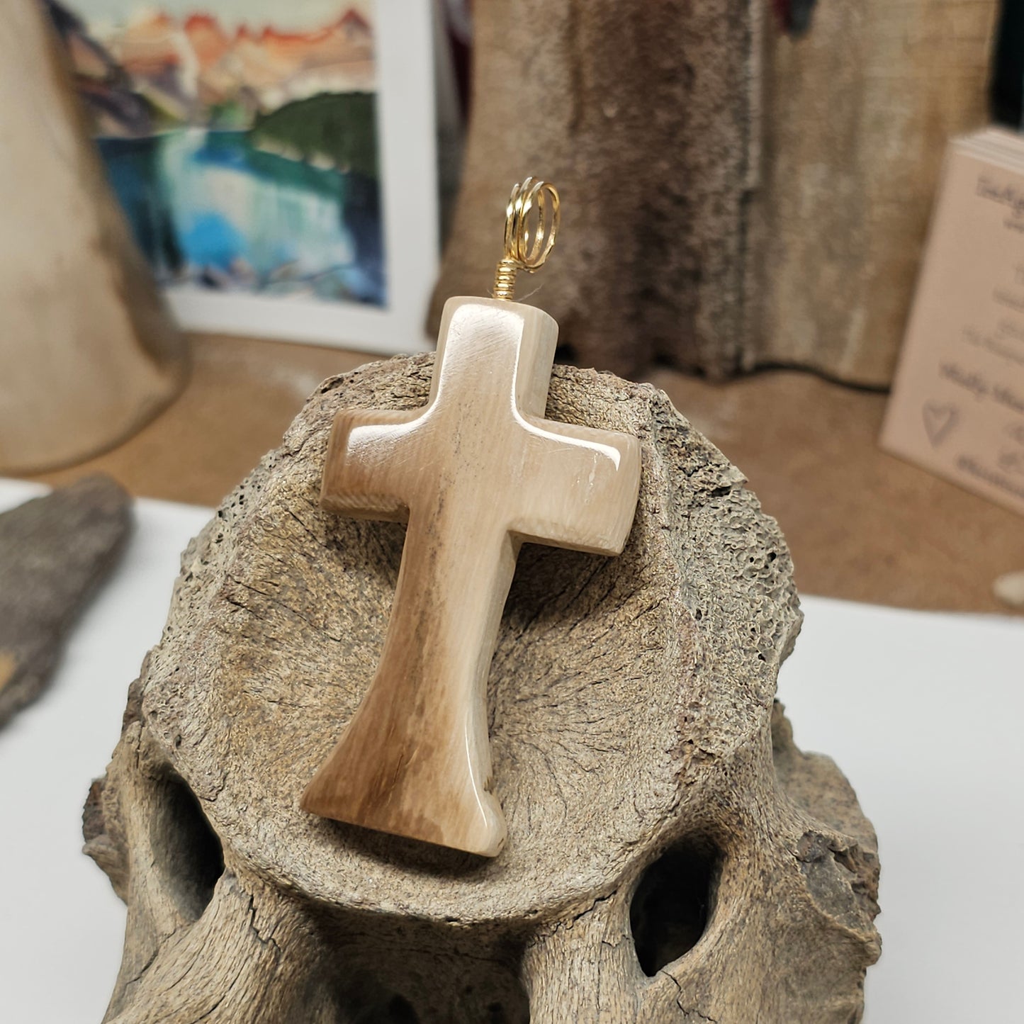 Boneyard Alaska Woolly Mammoth Ivory Christian Cross