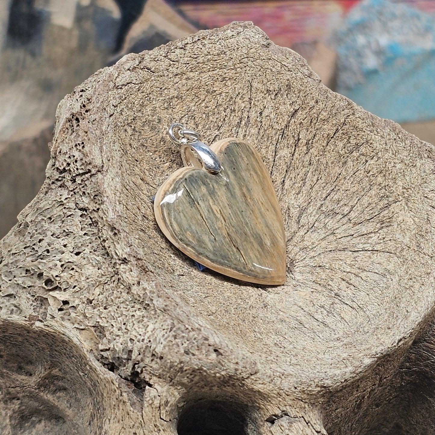 Woolly Mammoth Fossil Ivory Heart Pendant | Ice Age Treasures