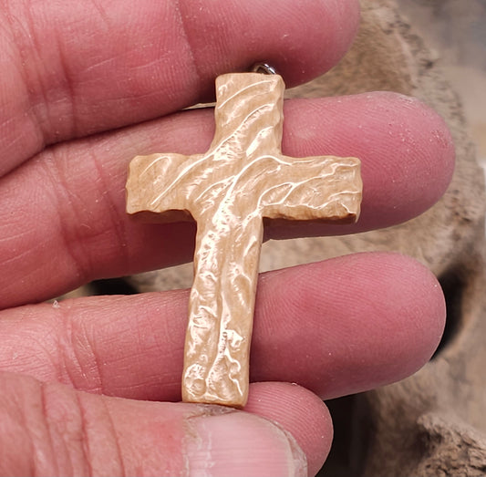 Boneyard Alaska Woolly Mammoth Ivory Christian Carved Cross