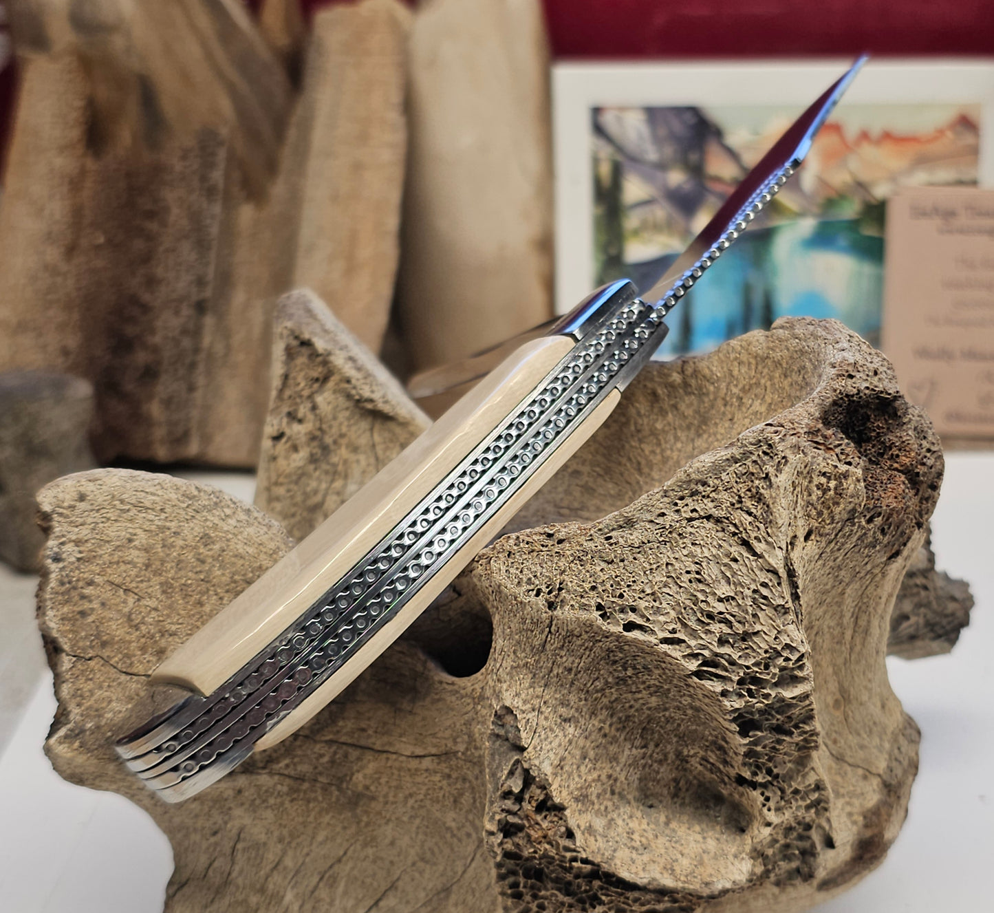 Boneyard Alaska Woolly Mammoth Ivory Grip "TRAPPER" Pocket Knife