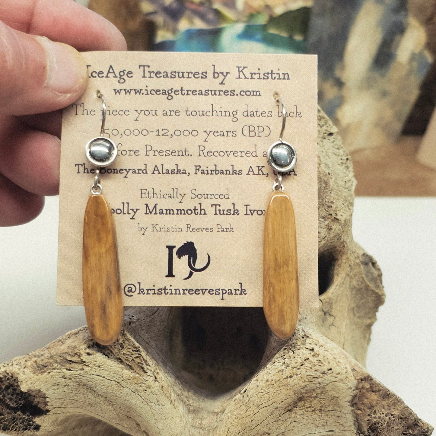 Boneyard Alaska Woolly Mammoth Ivory Earrings