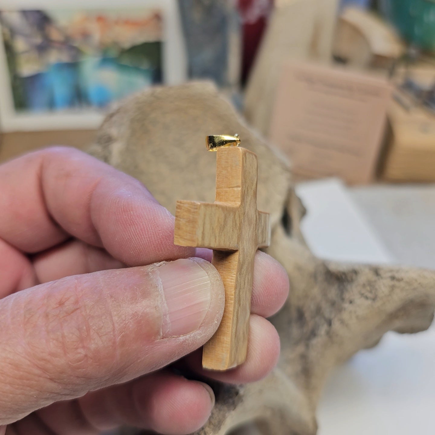 Boneyard Alaska Woolly Mammoth Ivory Christian Cross