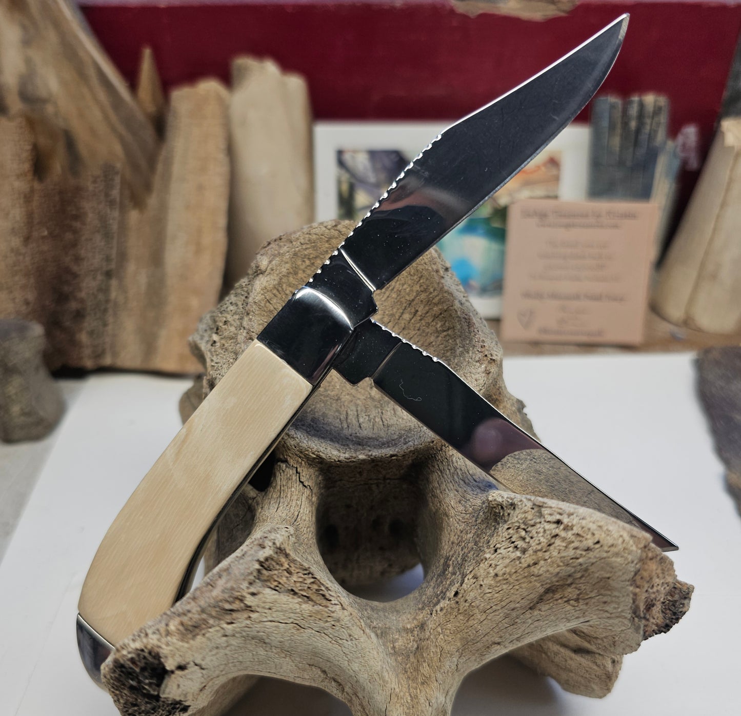 Boneyard Alaska Woolly Mammoth Ivory Grip "TRAPPER" Pocket Knife