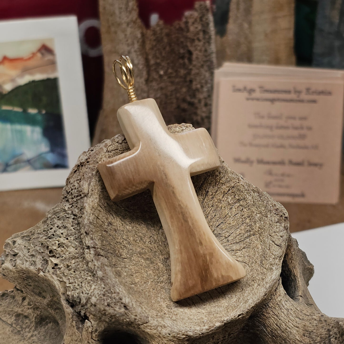 Boneyard Alaska Woolly Mammoth Ivory Christian Cross