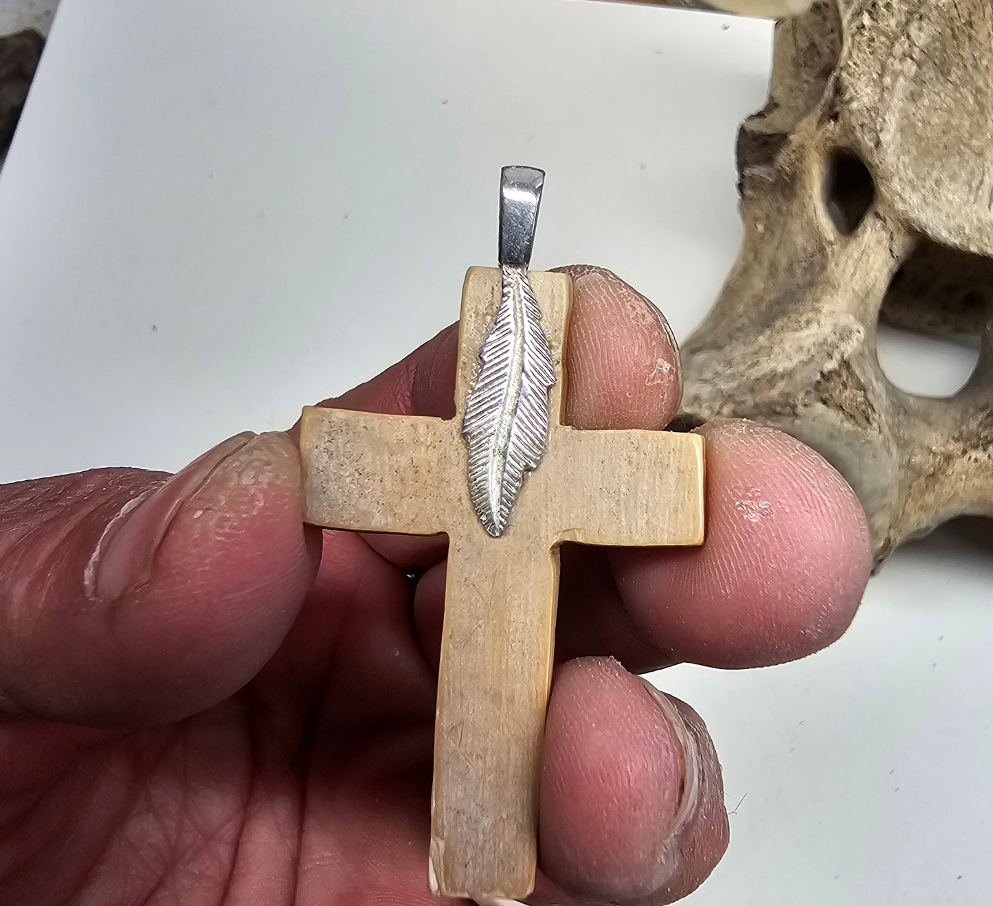 Boneyard Alaska Woolly Mammoth Ivory Christian Carved Cross