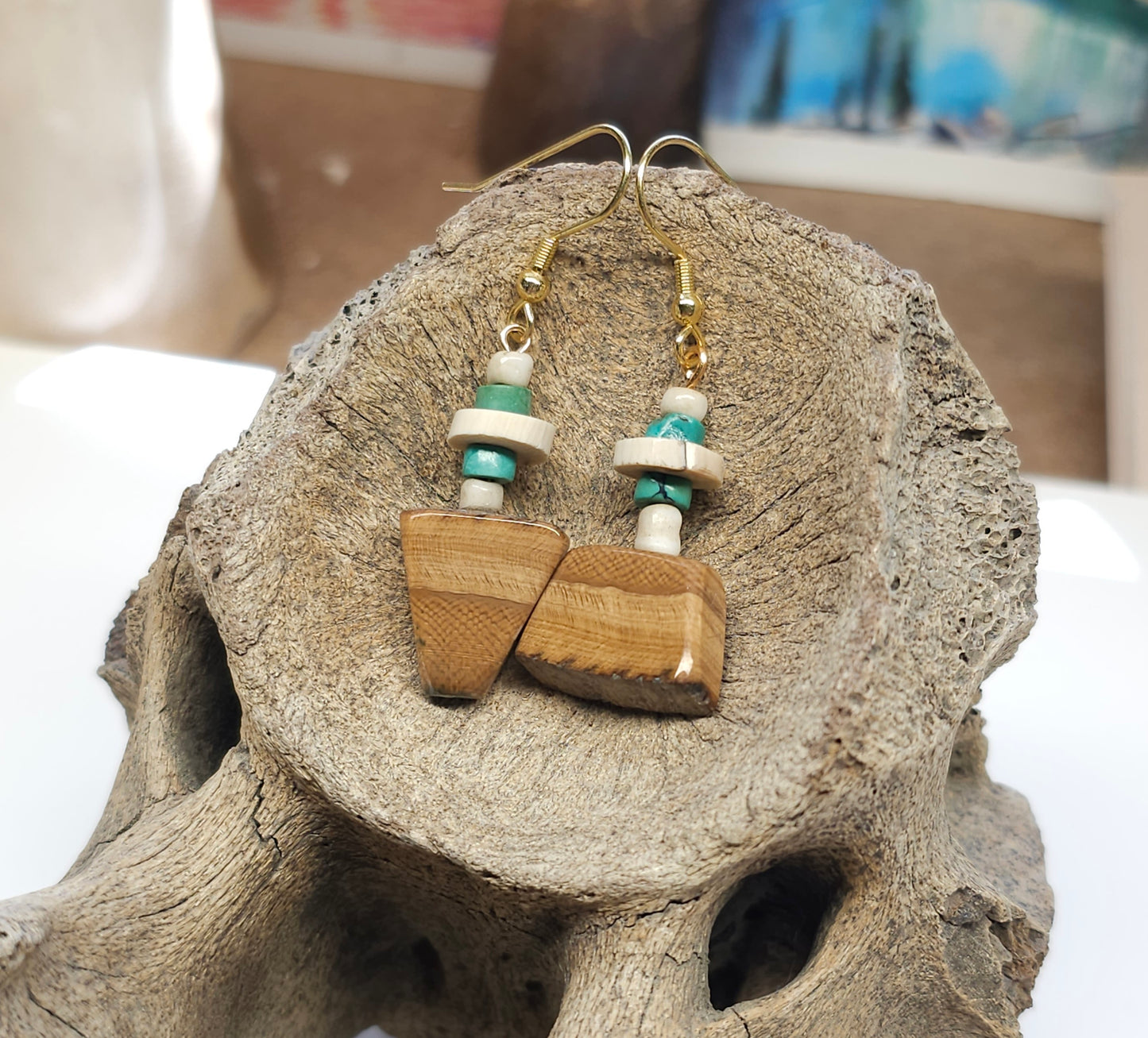 Boneyard Alaska Woolly Mammoth Ivory Bead Earrings