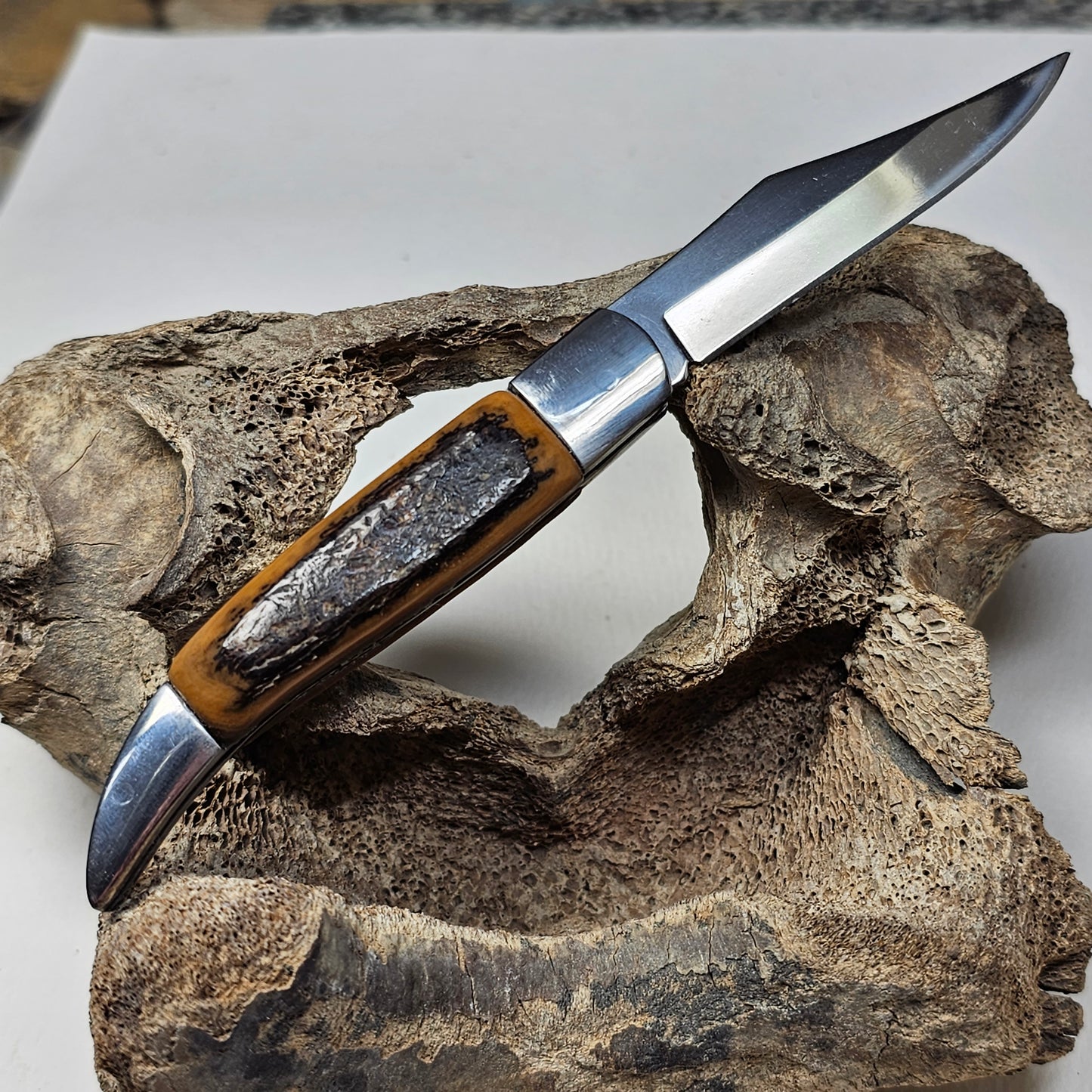 Woolly Mammoth Ivory Grip Texas Toothpick Pocket Knife
