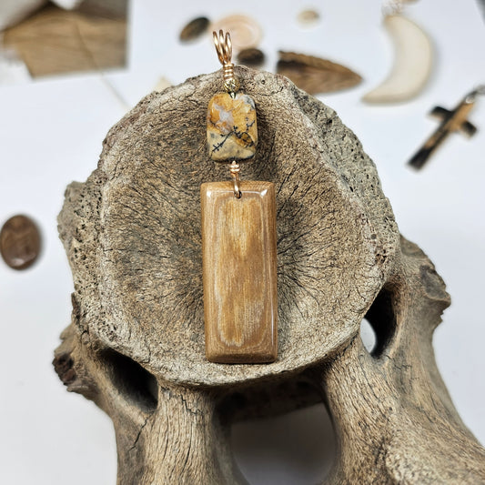 Woolly Mammoth Ivory and Oregon Agate Pendant