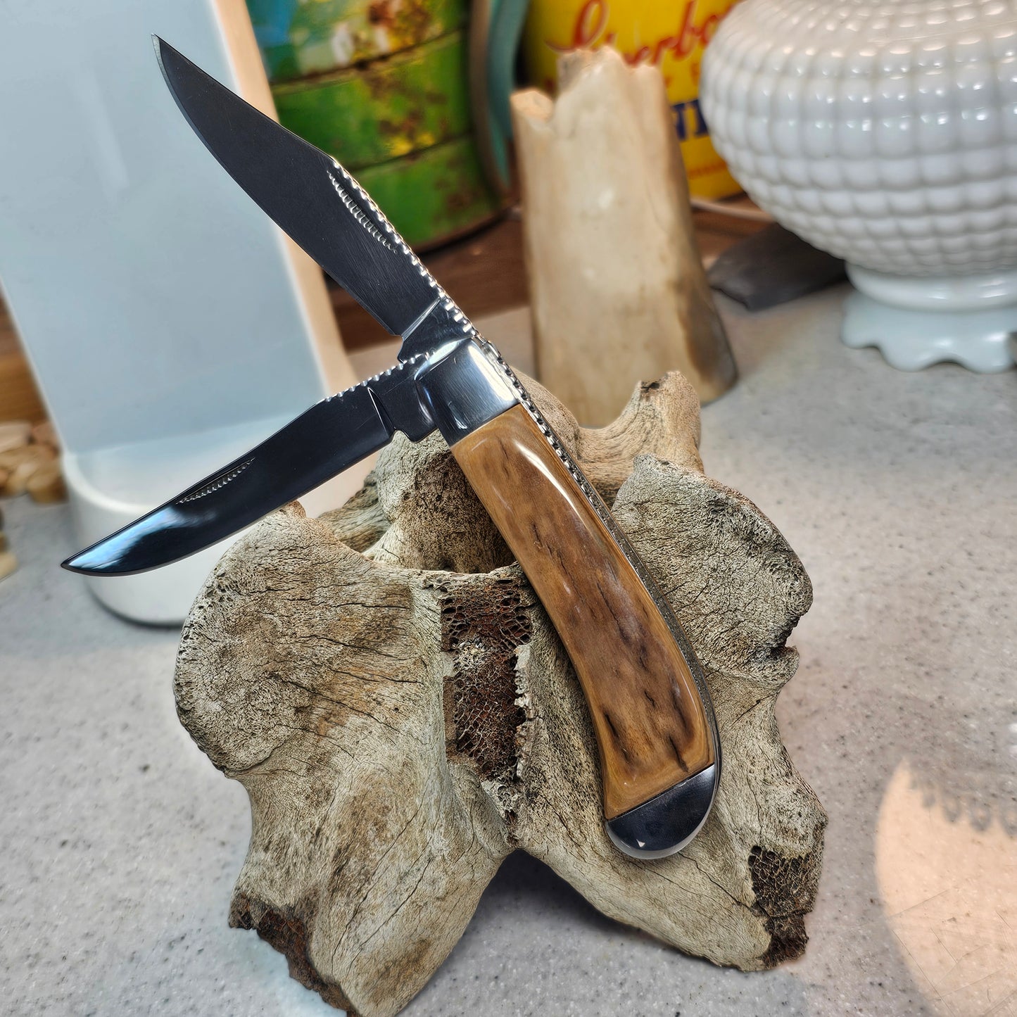 Boneyard Woolly Mammoth Ivory Grip TRAPPER Pocket Knife