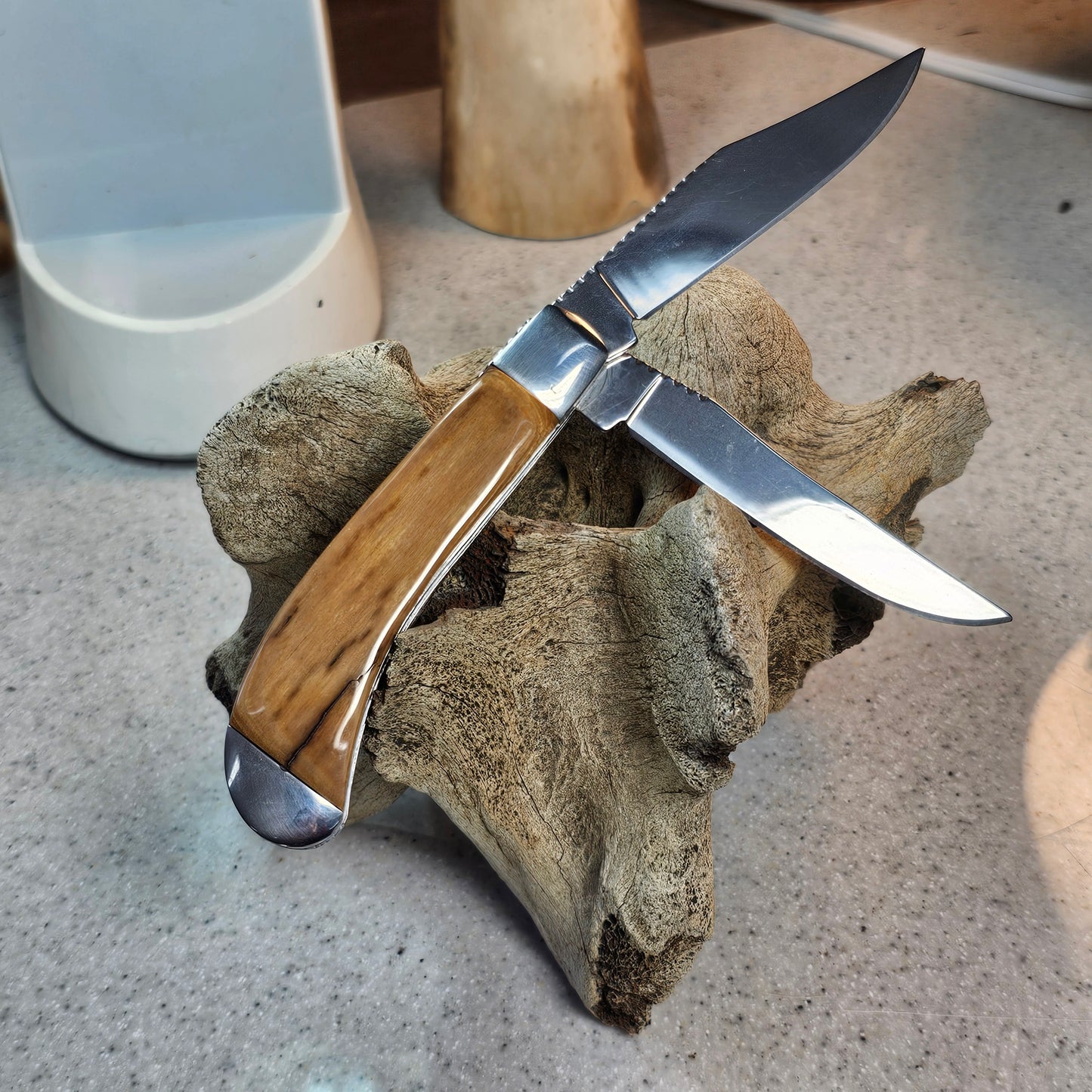 Boneyard Woolly Mammoth Ivory Grip TRAPPER Pocket Knife