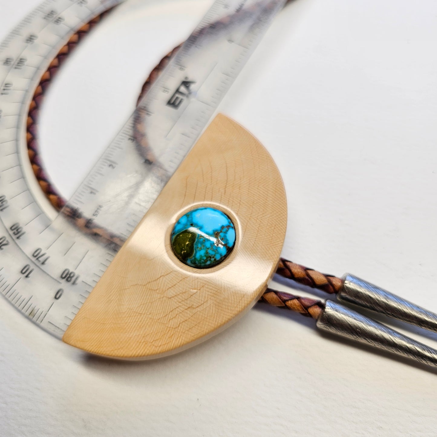 Boneyard Alaska Woolly Mammoth Ivory and Kingman Turquoise BOLO Tie