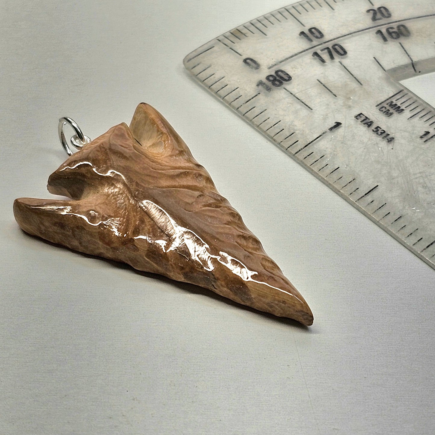 Boneyard Alaska Woolly Mammoth Carved Ivory Arrowhead Pendant