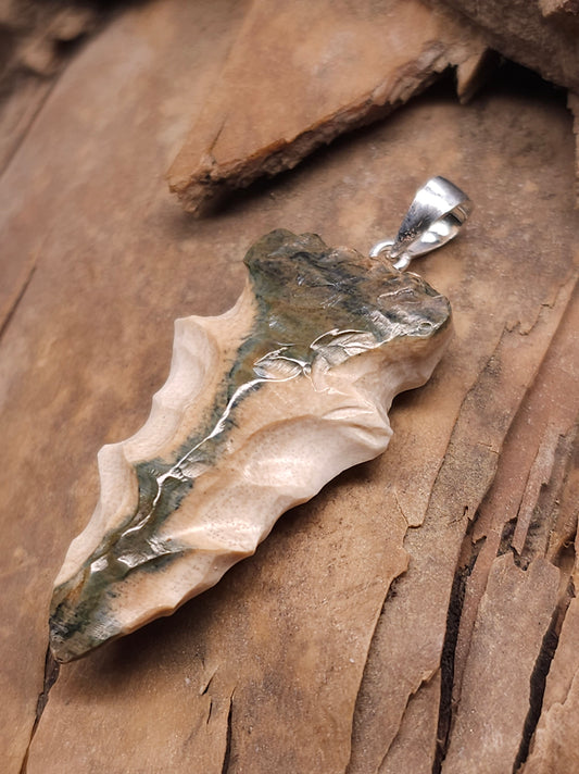 Boneyard Alaska Woolly Mammoth Carved Ivory Arrowhead Pendant