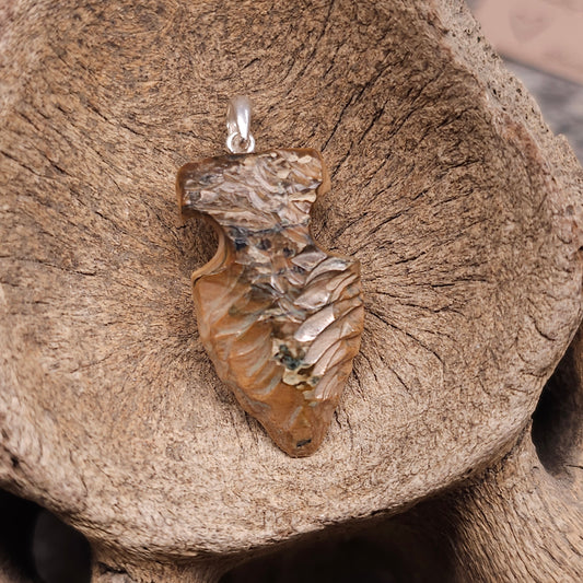 Boneyard Alaska Woolly Mammoth Carved Tusk Ivory Arrowhead Pendant