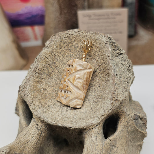 Boneyard Alaska Woolly Mammoth Ivory "Heart Totem" Pendant