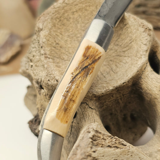 Woolly Mammoth Ivory Grip Texas Toothpick Pocket Knife - Damascus