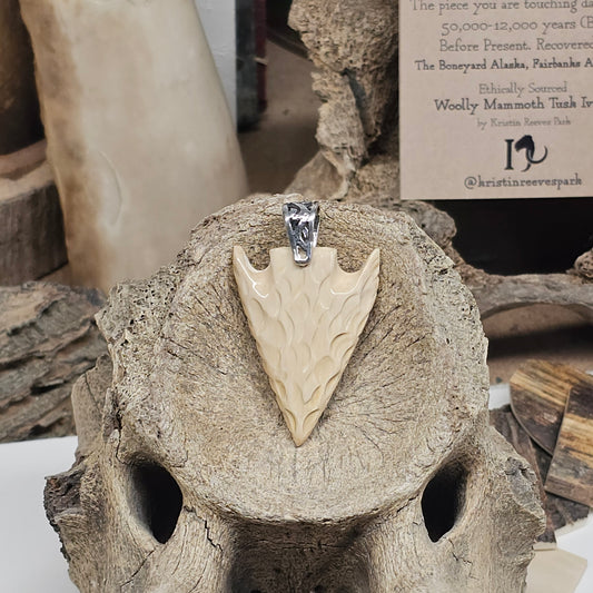 Boneyard Alaska Woolly Mammoth Fossil Ivory Arrowhead Pendant