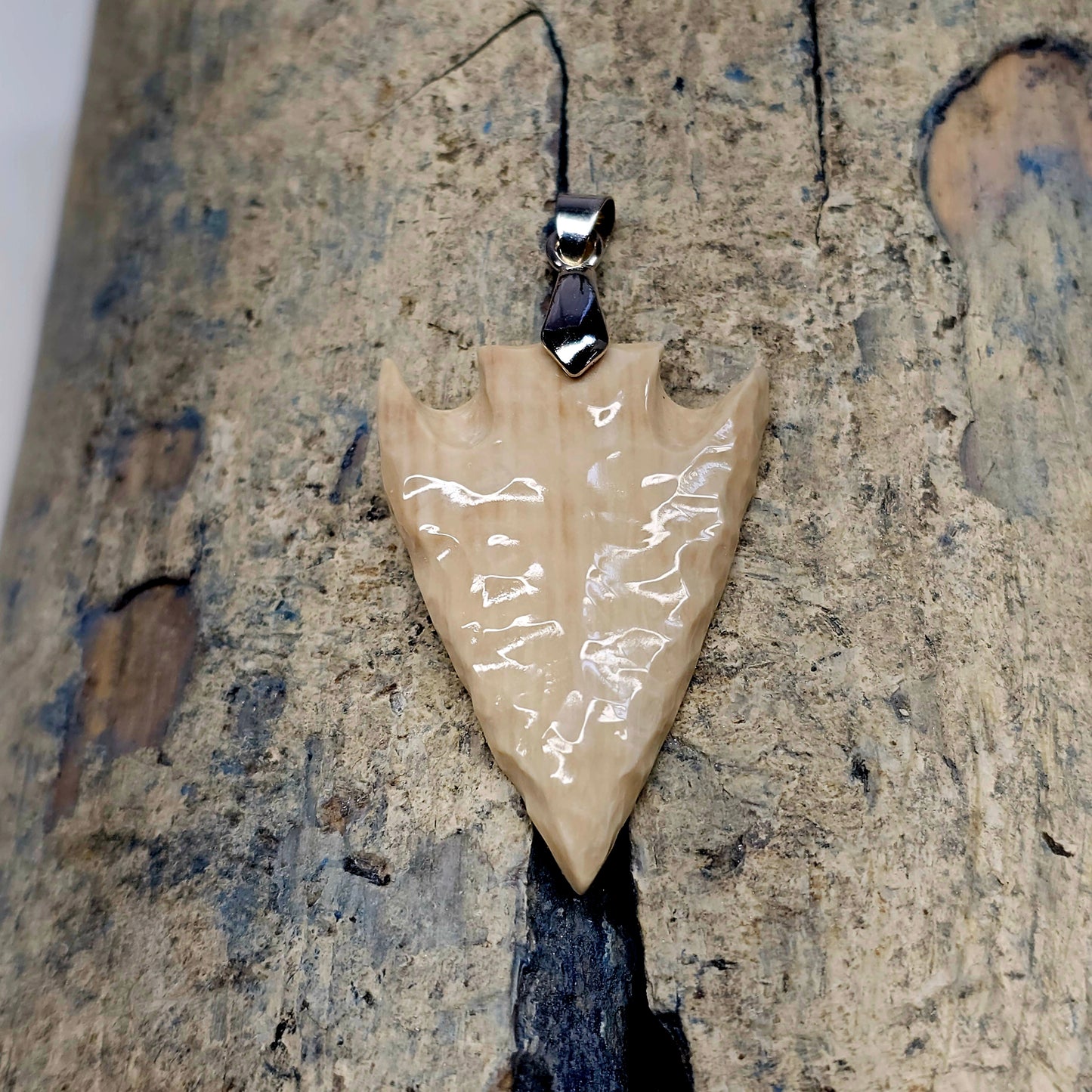 Woolly Mammoth Fossil Ivory Arrowhead Pendant | Boneyard Alaska